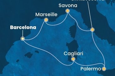Španělsko, Itálie, Francie z Barcelony na lodi Costa Smeralda