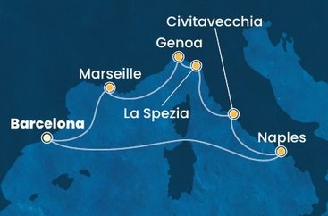 Španělsko, Itálie, Francie z Barcelony na lodi Costa Toscana