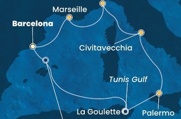 Španělsko, Tunisko, Itálie, Francie z Barcelony na lodi Costa Smeralda Španělsko, Tunisko, Itálie, Francie z Barcelony na lodi Costa Smeralda