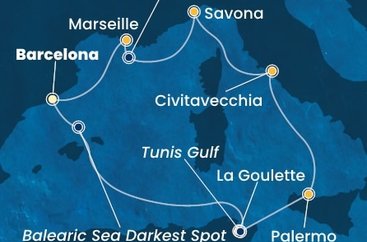 Španělsko, Tunisko, Itálie, Francie z Barcelony na lodi Costa Smeralda Španělsko, Tunisko, Itálie, Francie z Barcelony na lodi Costa Smeralda