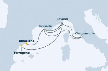 Španělsko, Francie, Itálie z Barcelony na lodi Costa Favolosa