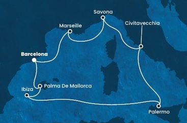 Španělsko, Itálie, Francie z Barcelony na lodi Costa Toscana
