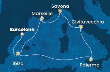 Španělsko, Itálie, Francie z Barcelony na lodi Costa Smeralda