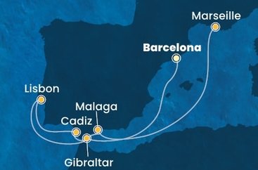 Španělsko, Velká Británie, Portugalsko, Francie z Barcelony na lodi Costa Pacifica