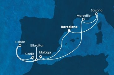 Španělsko, Velká Británie, Portugalsko, Francie, Itálie z Barcelony na lodi Costa Fascinosa