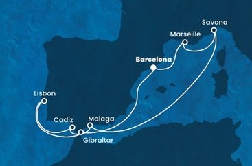 Španělsko, Francie, Itálie, Portugalsko, Velká Británie z Barcelony na lodi Costa Fortuna