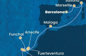 Španělsko, Francie, Itálie, Portugalsko z Barcelony na lodi Costa Fortuna