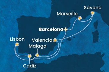 Španělsko, Portugalsko, Itálie, Francie z Barcelony na lodi Costa Pacifica