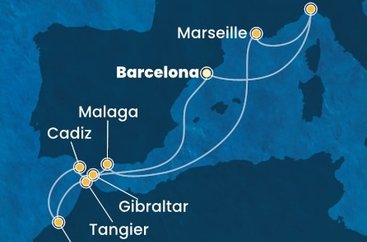 Španělsko, Maroko, Velká Británie, Francie, Itálie z Barcelony na lodi Costa Diadema