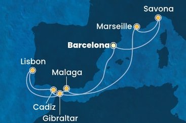Španělsko, Velká Británie, Portugalsko, Francie, Itálie z Barcelony na lodi Costa Pacifica