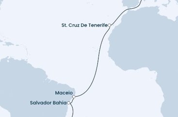 Španělsko, Brazílie z Barcelony na lodi Costa Fascinosa