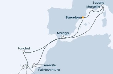 Španělsko, Francie, Itálie, Portugalsko z Barcelony na lodi Costa Fortuna