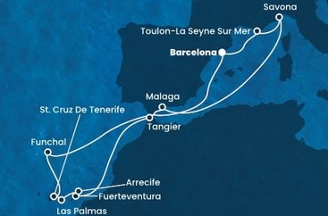 Španělsko, Francie, Itálie, Maroko, Portugalsko z Barcelony na lodi Costa Fortuna