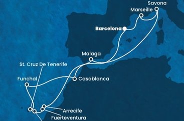 Španělsko, Francie, Itálie, Portugalsko, Maroko z Barcelony na lodi Costa Fortuna