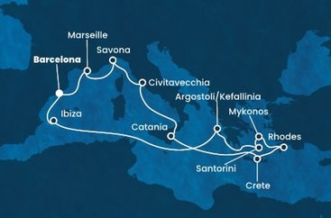 Španělsko, Francie, Itálie, Řecko z Barcelony na lodi Costa Fascinosa