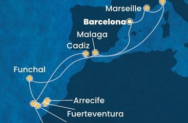 Španělsko, Francie, Itálie, Portugalsko z Barcelony na lodi Costa Fortuna