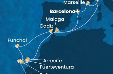 Španělsko, Francie, Itálie, Portugalsko z Barcelony na lodi Costa Fortuna