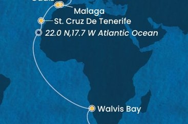 Španělsko, Namibie, Jihoafrická republika z Barcelony na lodi Costa Smeralda