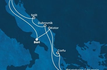 Itálie, Černá Hora, Řecko, Chorvatsko z Bari na lodi Costa Deliziosa