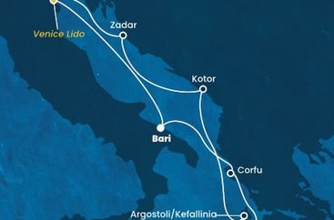Itálie, Řecko, Černá Hora, Chorvatsko,  z Bari na lodi Costa Deliziosa