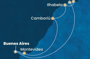 Argentina, Uruguay, Brazílie z Buenos Aires na lodi Costa Favolosa