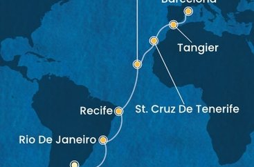 Argentina, Brazílie, Sao Vincente, Tenerife, Maroko, Španělsko z Buenos Aires na lodi Costa Favolosa