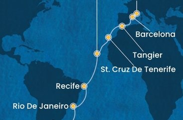 Argentina, Brazílie, Sao Vincente, Tenerife, Maroko, Španělsko, Francie z Buenos Aires na lodi Costa Favolosa