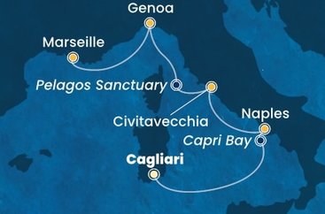 Itálie, Francie z Cagliari na lodi Costa Smeralda