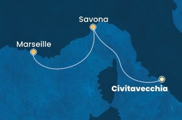 Itálie, Francie z Civitavecchia na lodi Costa Smeralda