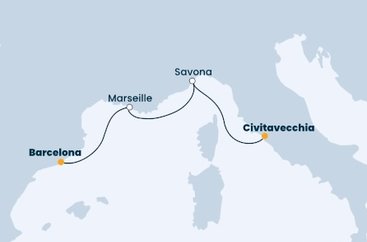 Itálie, Francie, Španělsko z Civitavecchia na lodi Costa Smeralda