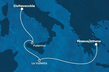 Itálie, Malta, Řecko z Civitavecchia na lodi Costa Fortuna