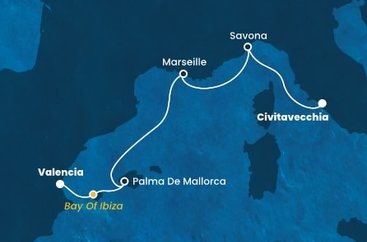 Itálie, Francie, Španělsko,  z Civitavecchia na lodi Costa Pacifica