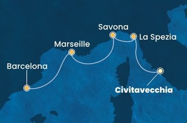 Itálie, Francie, Španělsko z Civitavecchia na lodi Costa Toscana