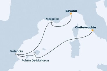 Itálie, Španělsko, Francie z Civitavecchia na lodi Costa Diadema