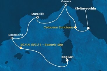 Itálie, , Francie, Španělsko z Civitavecchia na lodi Costa Smeralda