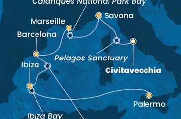 Itálie, Francie, Španělsko z Civitavecchia na lodi Costa Toscana