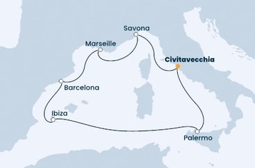 Itálie, Francie, Španělsko z Civitavecchia na lodi Costa Smeralda