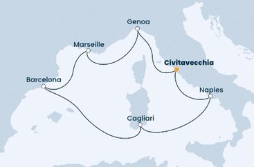 Itálie, Francie, Španělsko z Civitavecchia na lodi Costa Toscana