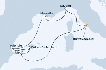Itálie, Španělsko, Francie z Civitavecchia na lodi Costa Diadema