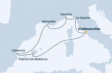 Itálie, Španělsko, Francie z Civitavecchia na lodi Costa Diadema