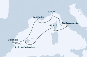 Itálie, Francie, Španělsko z Civitavecchia na lodi Costa Diadema
