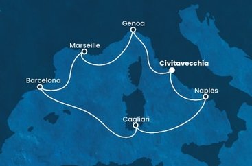 Itálie, Francie, Španělsko z Civitavecchia na lodi Costa Smeralda