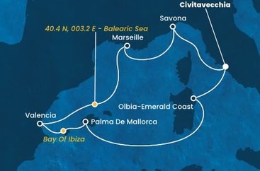 Itálie, Španělsko, , Francie z Civitavecchia na lodi Costa Pacifica
