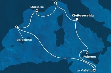 Itálie, Malta, Španělsko, Francie z Civitavecchia na lodi Costa Fortuna