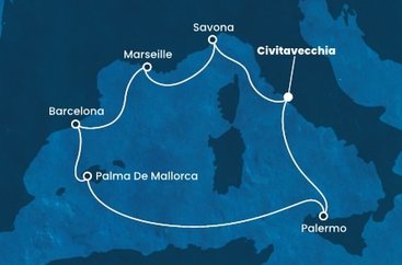Itálie, Francie, Španělsko z Civitavecchia na lodi Costa Toscana