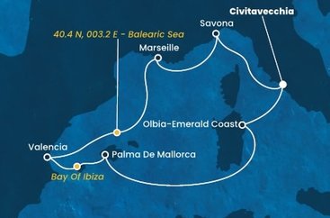 Itálie, Španělsko, , Francie z Civitavecchia na lodi Costa Pacifica
