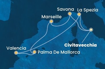 Itálie, Francie, Španělsko z Civitavecchia na lodi Costa Pacifica