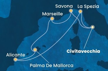 Itálie, Francie, Španělsko z Civitavecchia na lodi Costa Pacifica