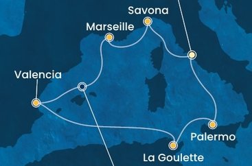 Itálie, Francie, Španělsko, Tunisko z Civitavecchia na lodi Costa Pacifica