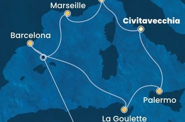 Itálie, Francie, Španělsko, Tunisko z Civitavecchia na lodi Costa Pacifica